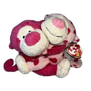 Ty Beanie Babies Romeo & Juliet Hugging Monkeys Heart Tag Plush